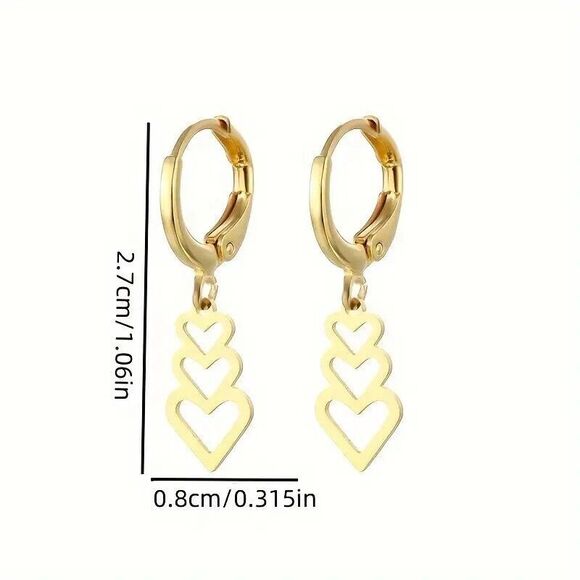 Adorable Stacked Heart Dangle Earrings - Picture 4 of 4